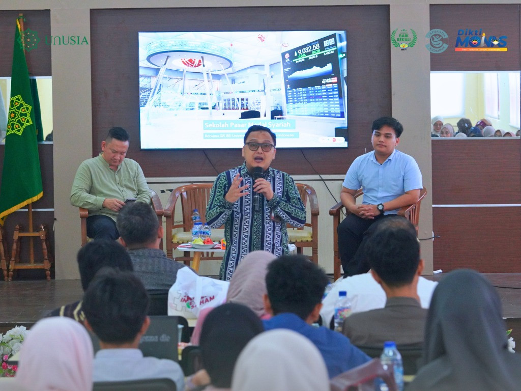 FEB Unusia Gelar Sekolah Pasar Modal Syariah Bersama GIS BEI dan MNC Sekuritas