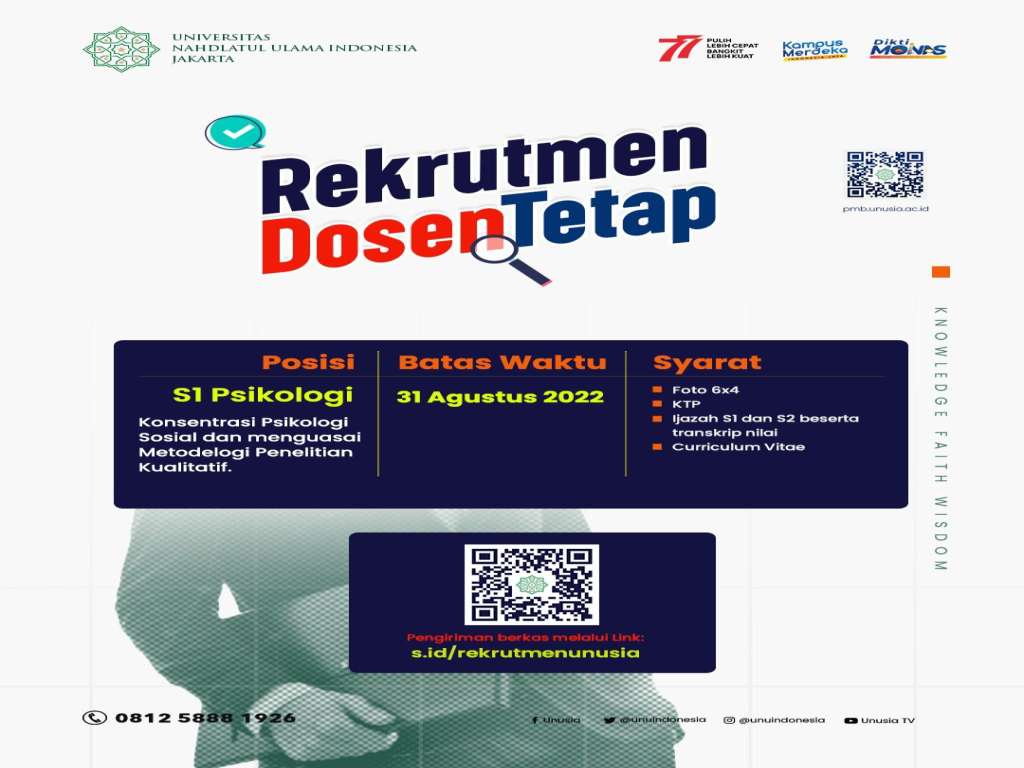 Lowongan Dosen Psikologi Universitas Nahdlatul Ulama Indonesia