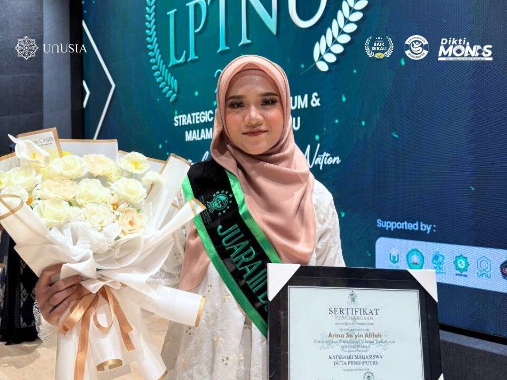 Mahasiswi Unusia Arina Sa’yin Afifah Raih Juara 3 Duta PTNU Putri pada Anugerah LPTNU 2026